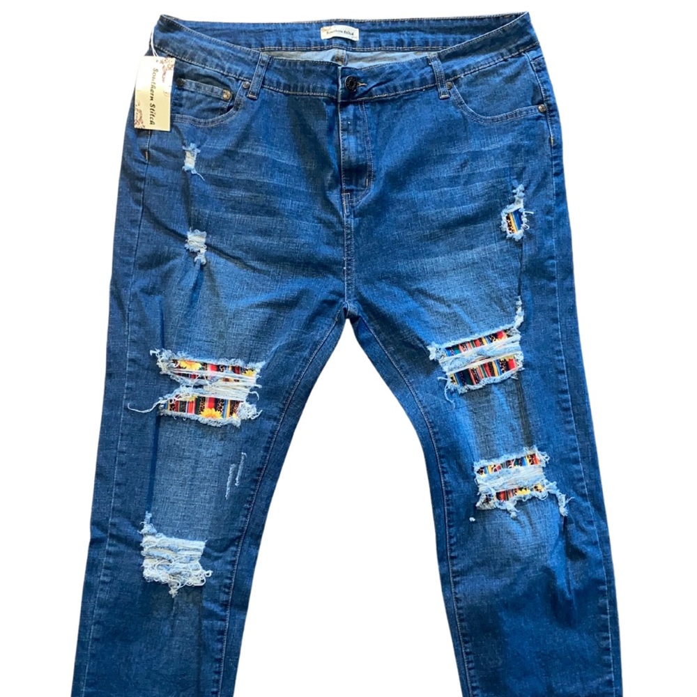 Southern stitch serape sunflower jeans